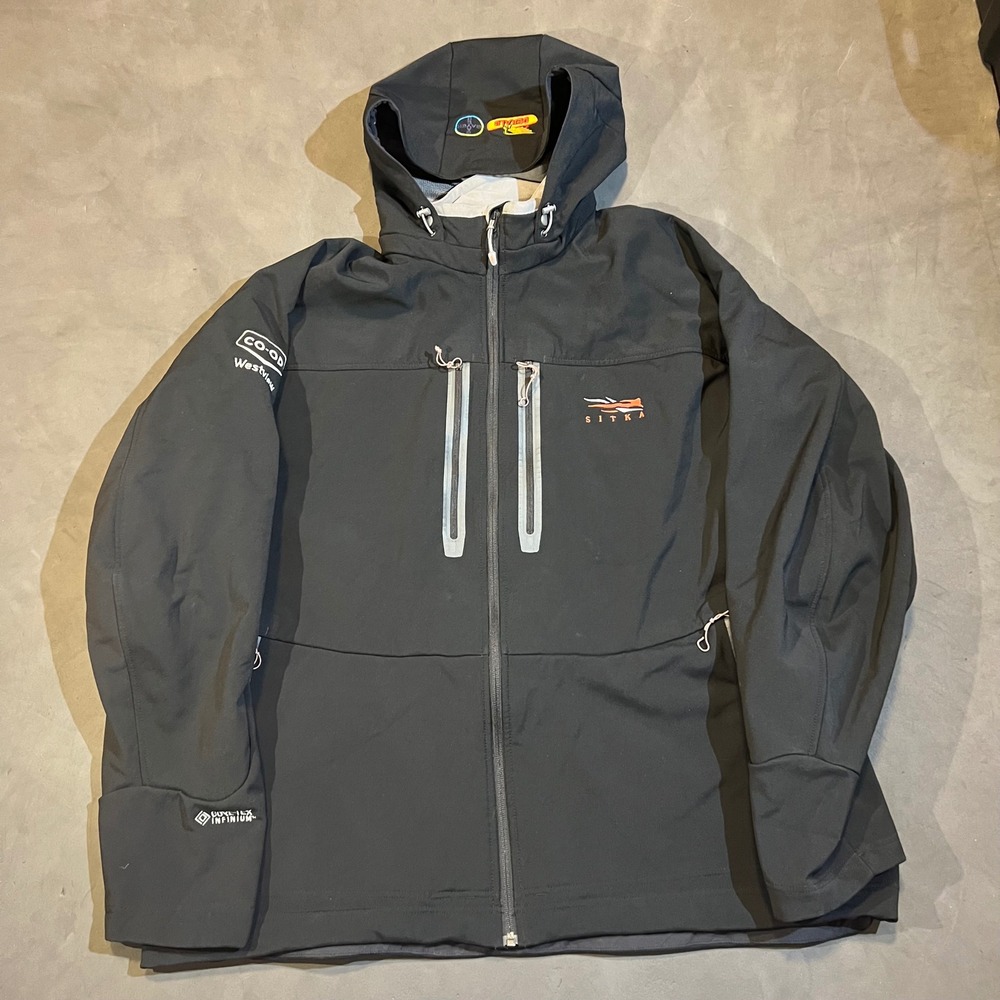 Sitka Mens 3XL Jetstream Jacket Black GORE-TEX INFINIUM Softshell Hooded Coat